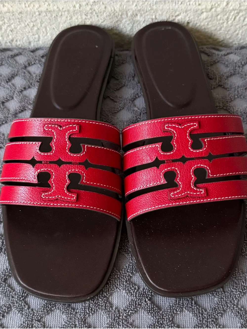 Tory Burch Ines Slide Toucan Red Leather Size 10.5